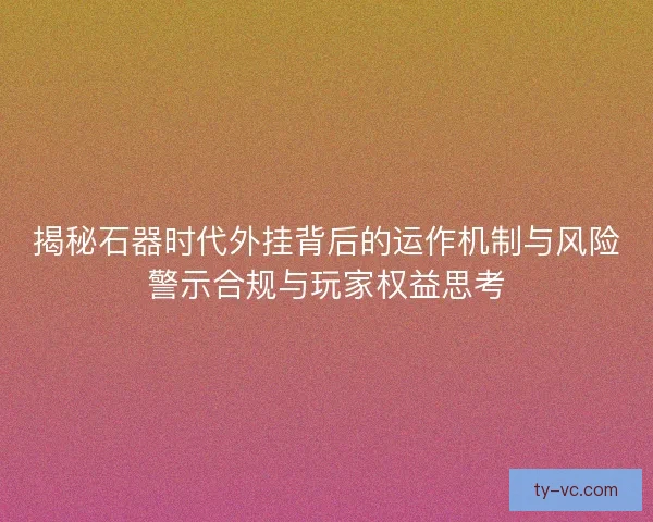 揭秘石器时代外挂背后的运作机制与风险警示合规与玩家权益思考 揭秘石器时代外挂背后的运作机制与风险警示合规与玩家权益思考